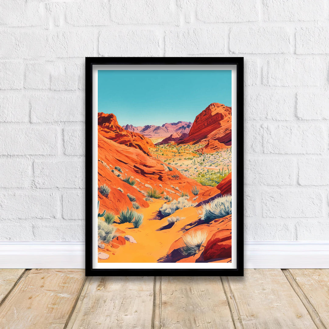 Valley of Fire State Park Travel Poster Wall Decor Wall Art Valley of Fire Landscape Wall Hanging Home Décor Nevada Gift Art Lovers Scenic