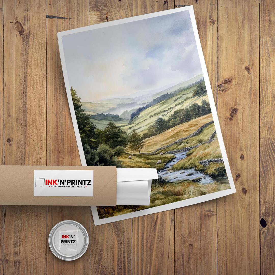 Yorkshire Dales Watercolor Travel Poster