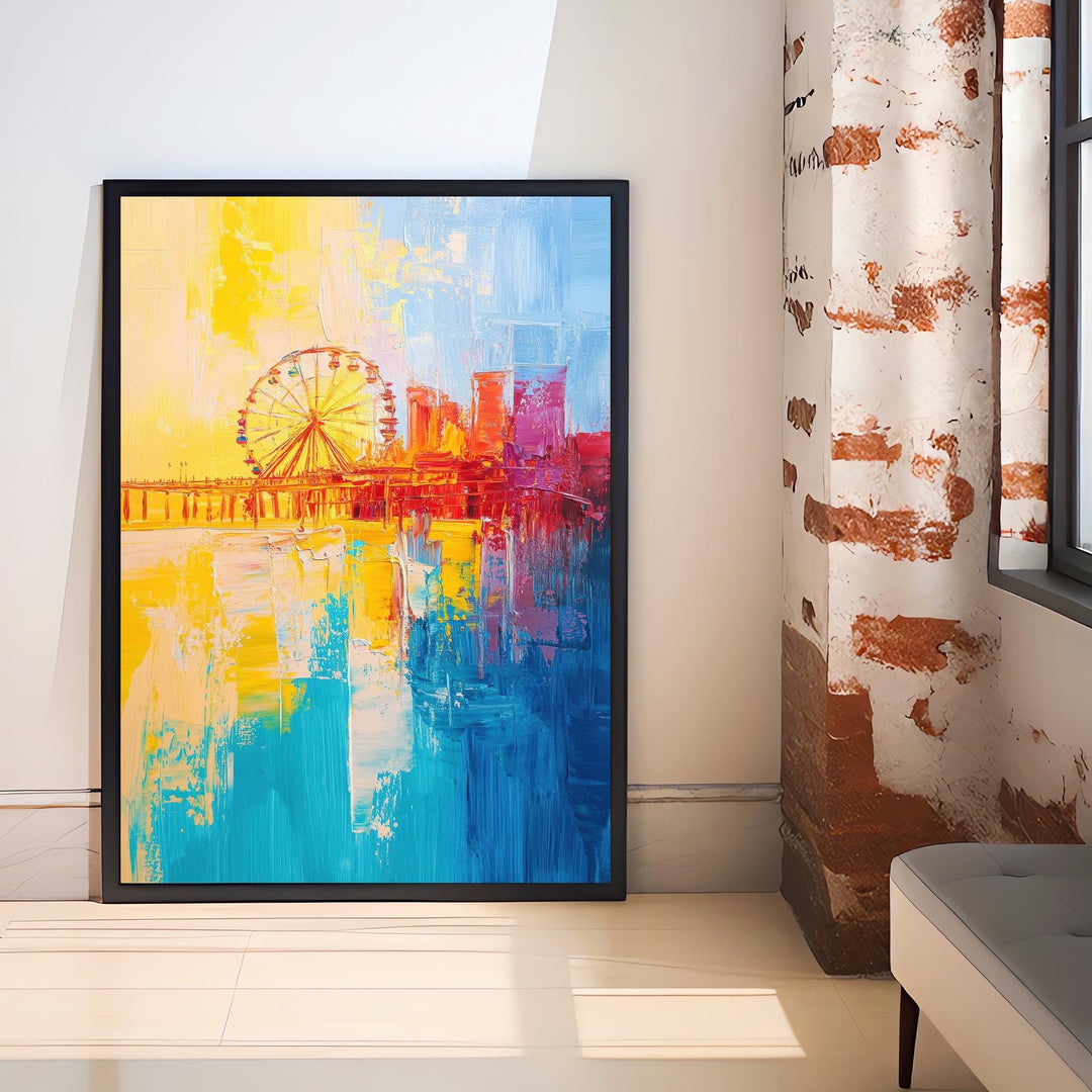 Santa Monica Pier Abstract Art Print Wall Decor Wall Art Santa Monica Pier Landscape Wall Hanging Home Décor California Beach Gift Art