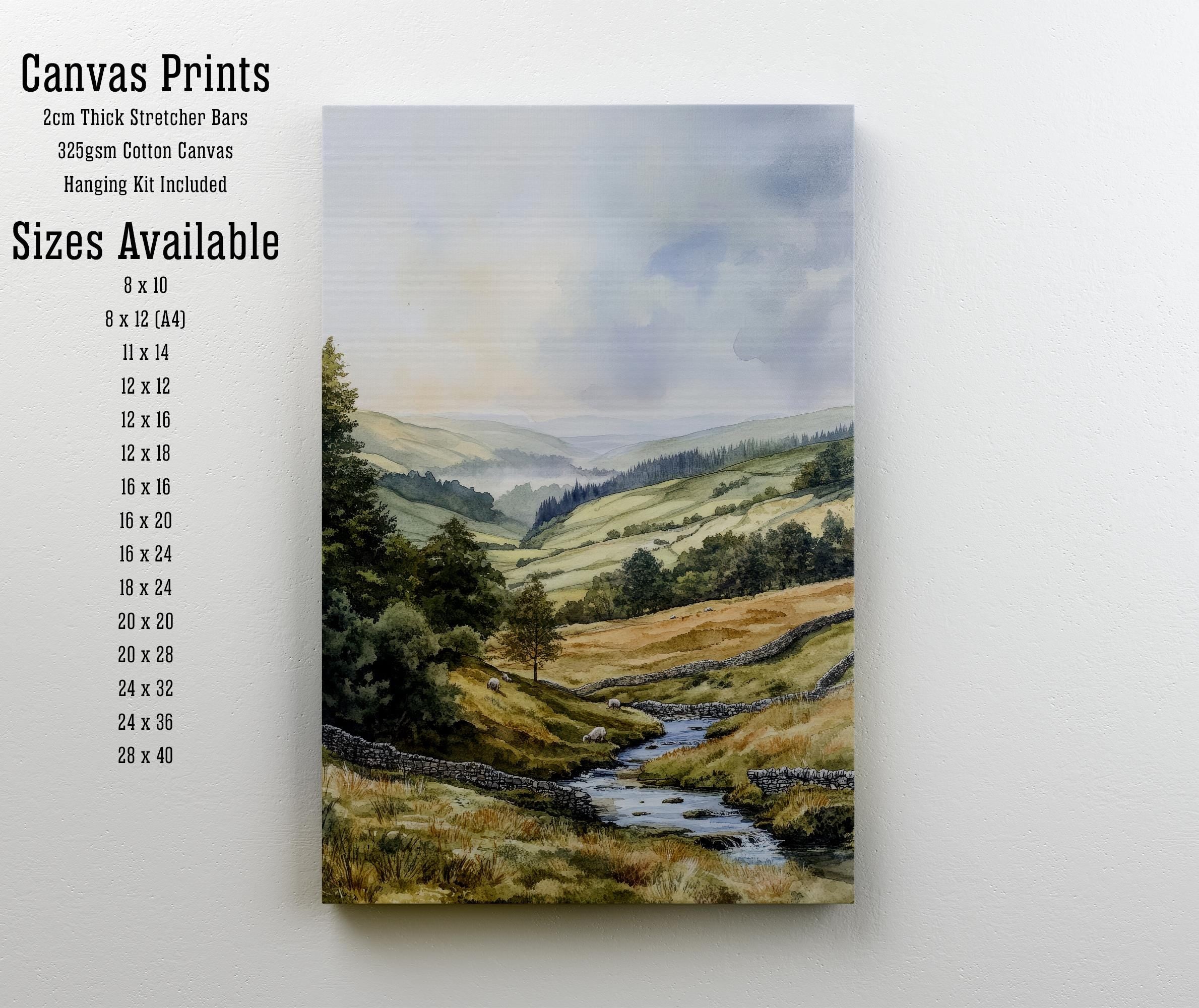 Yorkshire Dales Watercolor Travel Print Wall Decor Wall Art Yorkshire Landscape Wall Hanging Home Décor English Countryside Gift Art Lovers