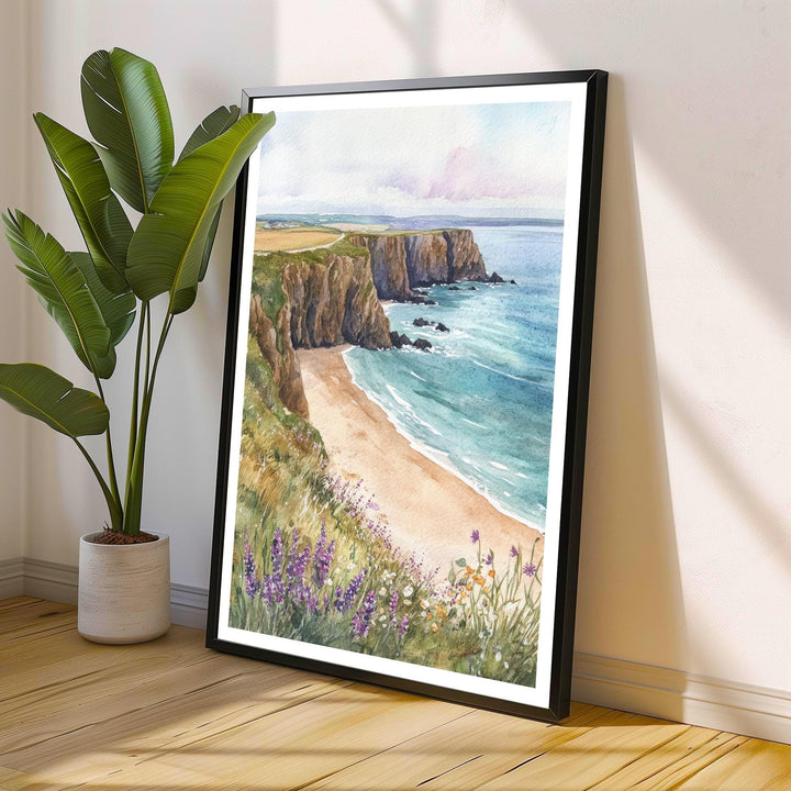 Pembrokeshire Wales Watercolor Travel Poster