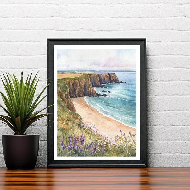 Pembrokeshire Wales Watercolor Travel Poster