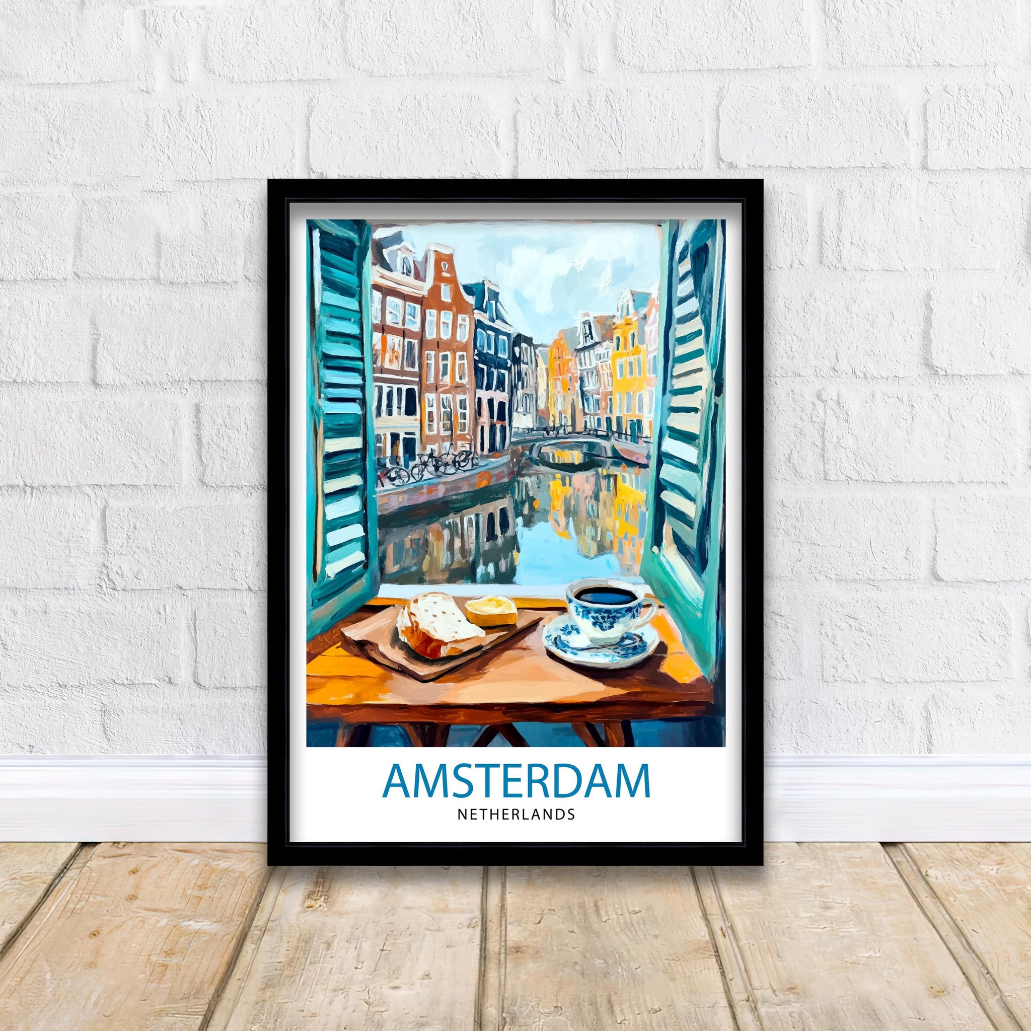 Amsterdam Travel Poster Wall Decor Wall Art Amsterdam Landscape Wall Hanging Home Décor Dutch City Gift Art Lovers Scenic Print