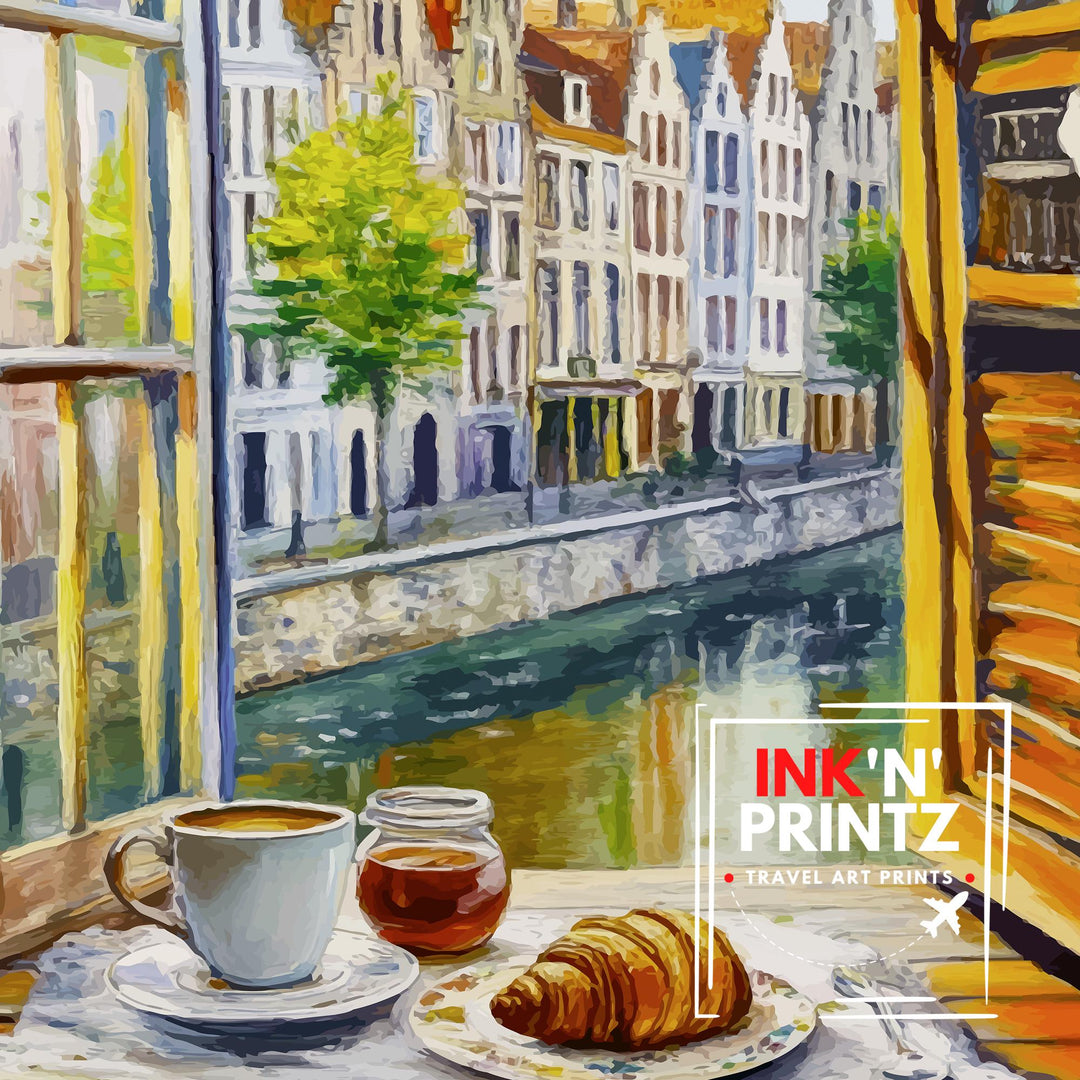 Bruges Travel Poster Wall Decor Wall Art Bruges Landscape Wall Hanging Home Décor Belgian City Gift Art Lovers Scenic Print