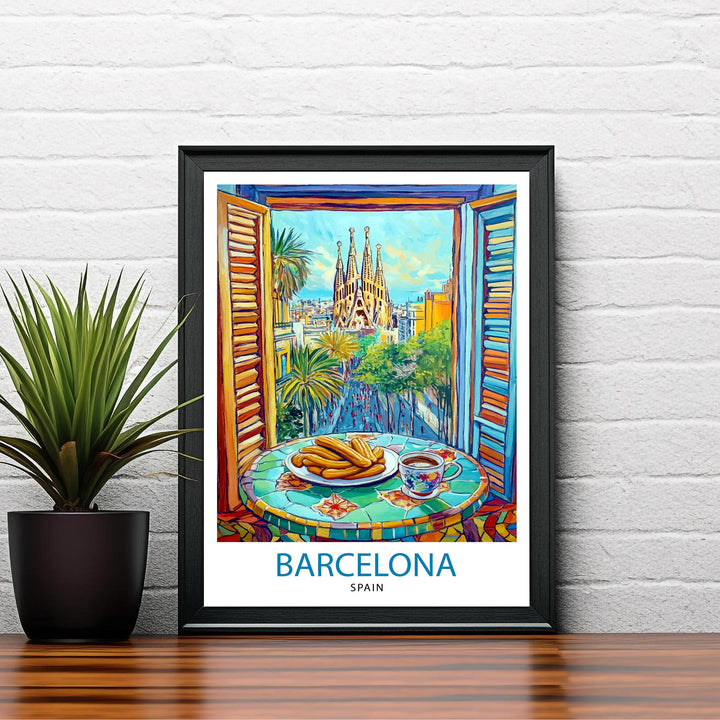 Barcelona Travel Poster Wall Decor Wall Art Barcelona Landscape Wall Hanging Home Décor Spanish City Gift Art Lovers Scenic Print