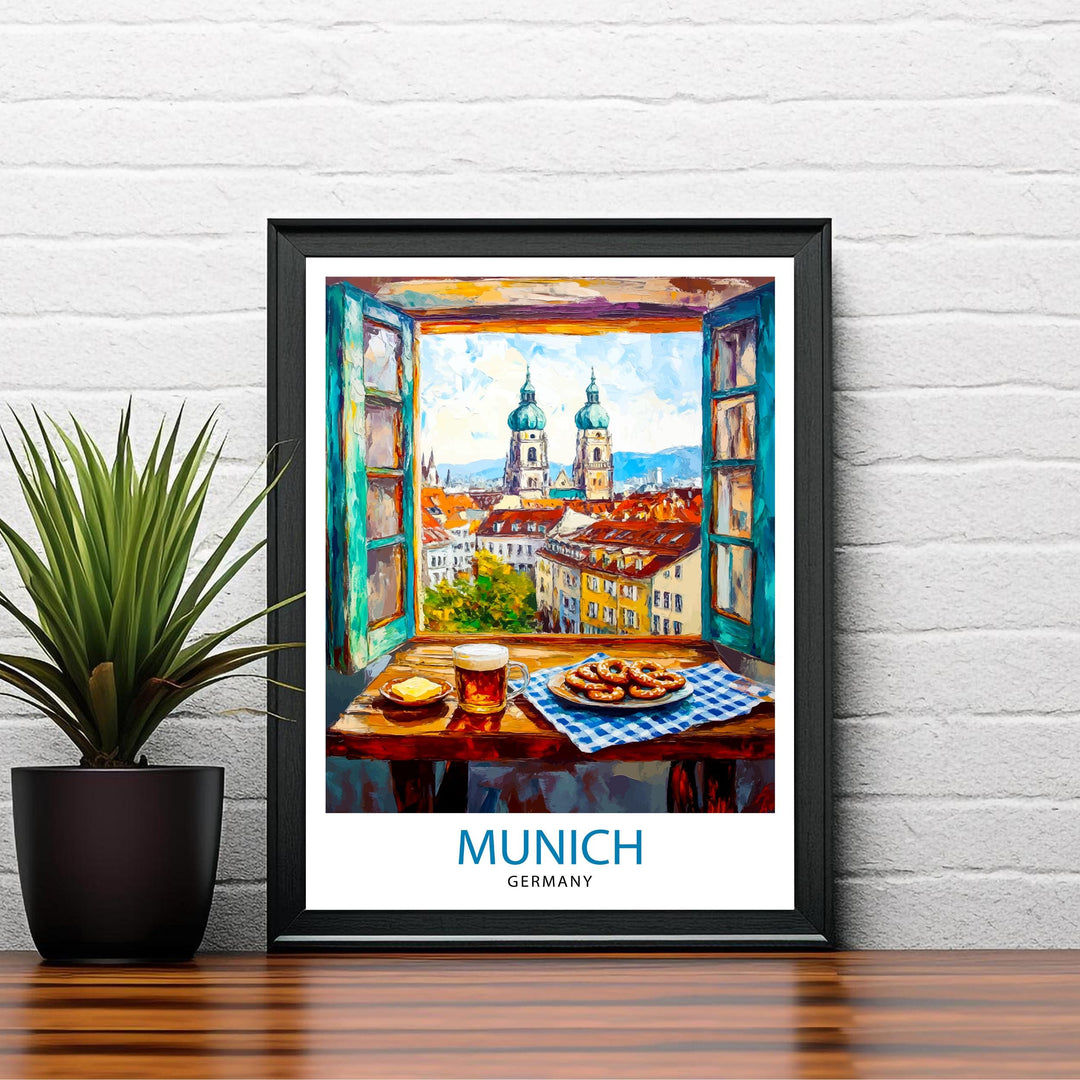 Munich Travel Poster Wall Decor Wall Art Munich Landscape Wall Hanging Home Décor German City Gift Art Lovers Scenic Print