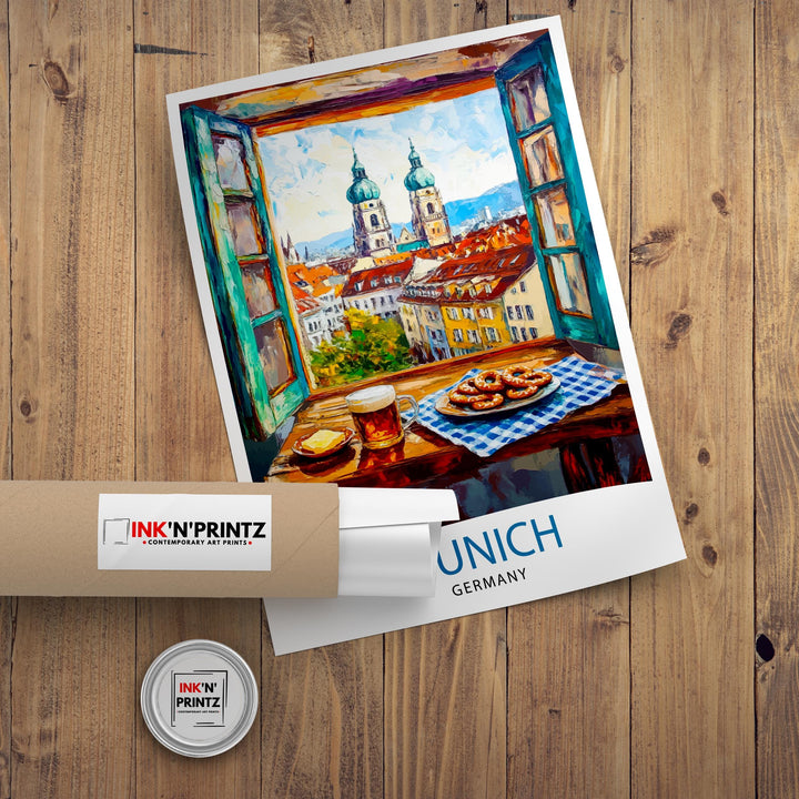 Munich Travel Poster Wall Decor Wall Art Munich Landscape Wall Hanging Home Décor German City Gift Art Lovers Scenic Print