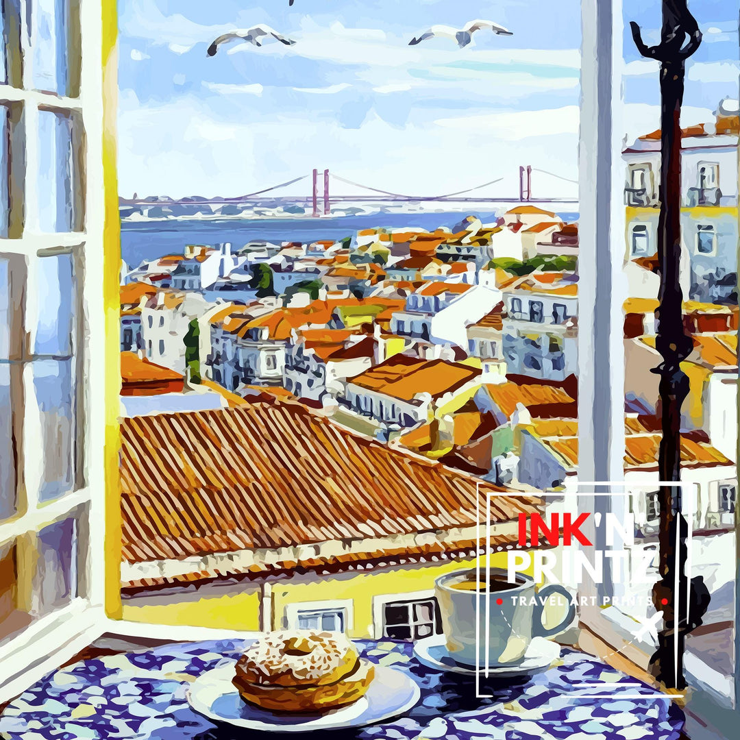 Lisbon Travel Poster Wall Decor Wall Art Lisbon Landscape Wall Hanging Home Décor Portuguese City Gift Art Lovers Scenic Print