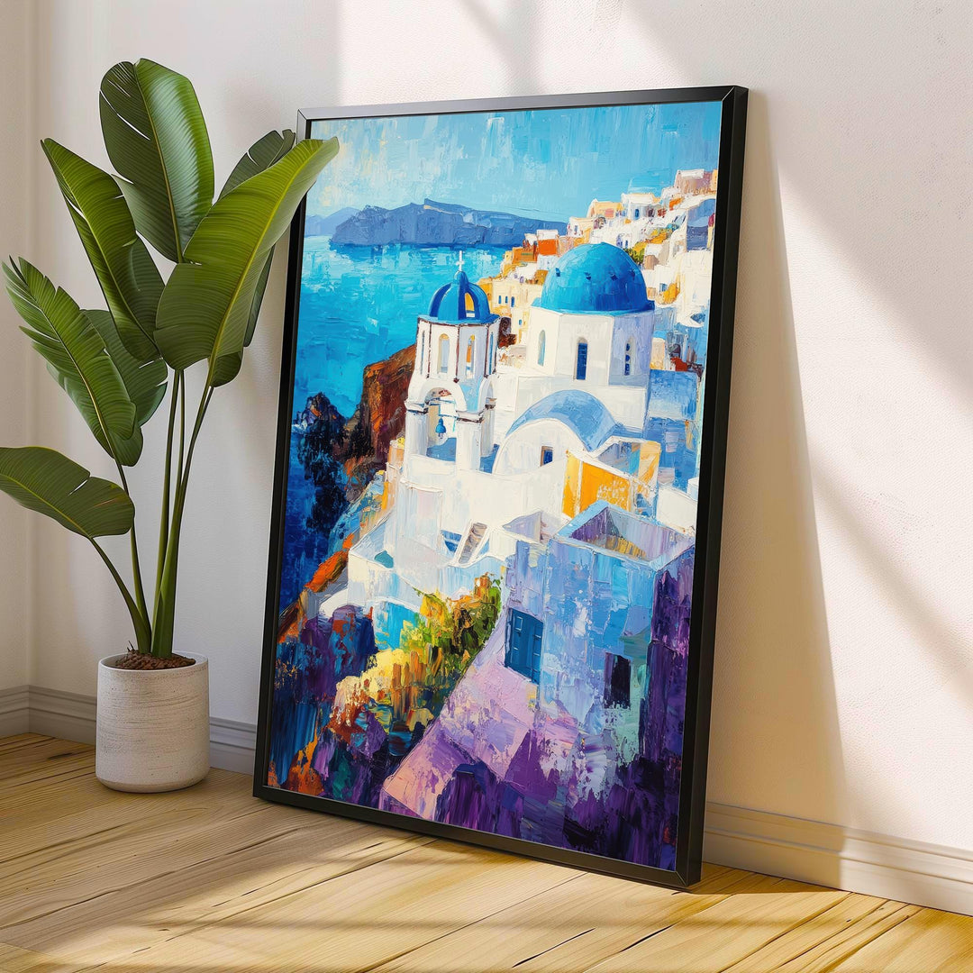 Santorini Abstract Art Poster