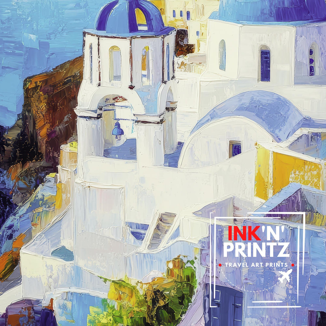 Santorini Abstract Art Poster