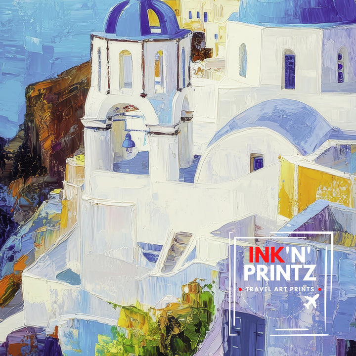 Santorini Abstract Art Print Wall Decor Wall Art Santorini Landscape Wall Hanging Home Décor Greek Island Gift Art Lovers Modern Print