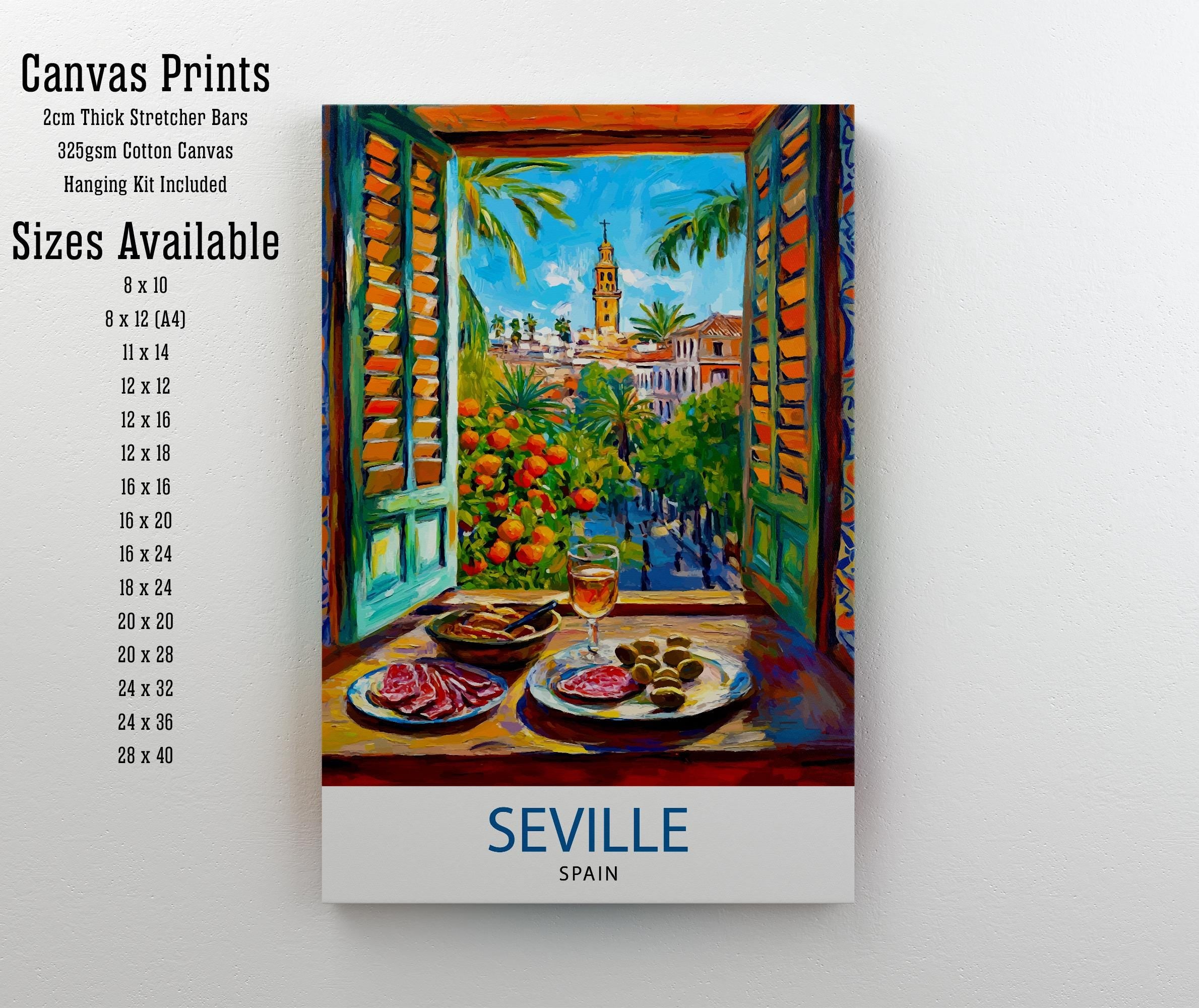 Seville Spain Travel Poster Wall Decor Wall Art Seville Landscape Wall Hanging Home Décor Spanish City Gift Art Lovers Scenic Print