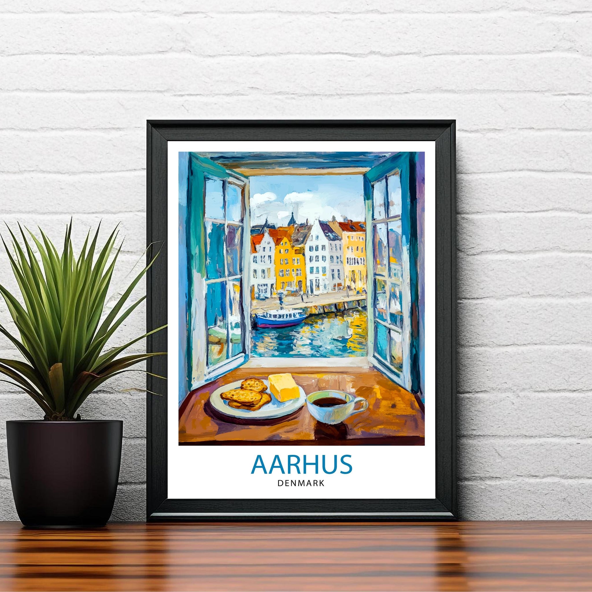 Aarhus Denmark Travel Poster Wall Decor Wall Art Aarhus Landscape Wall Hanging Home Décor Danish City Gift Art Lovers Scenic Print