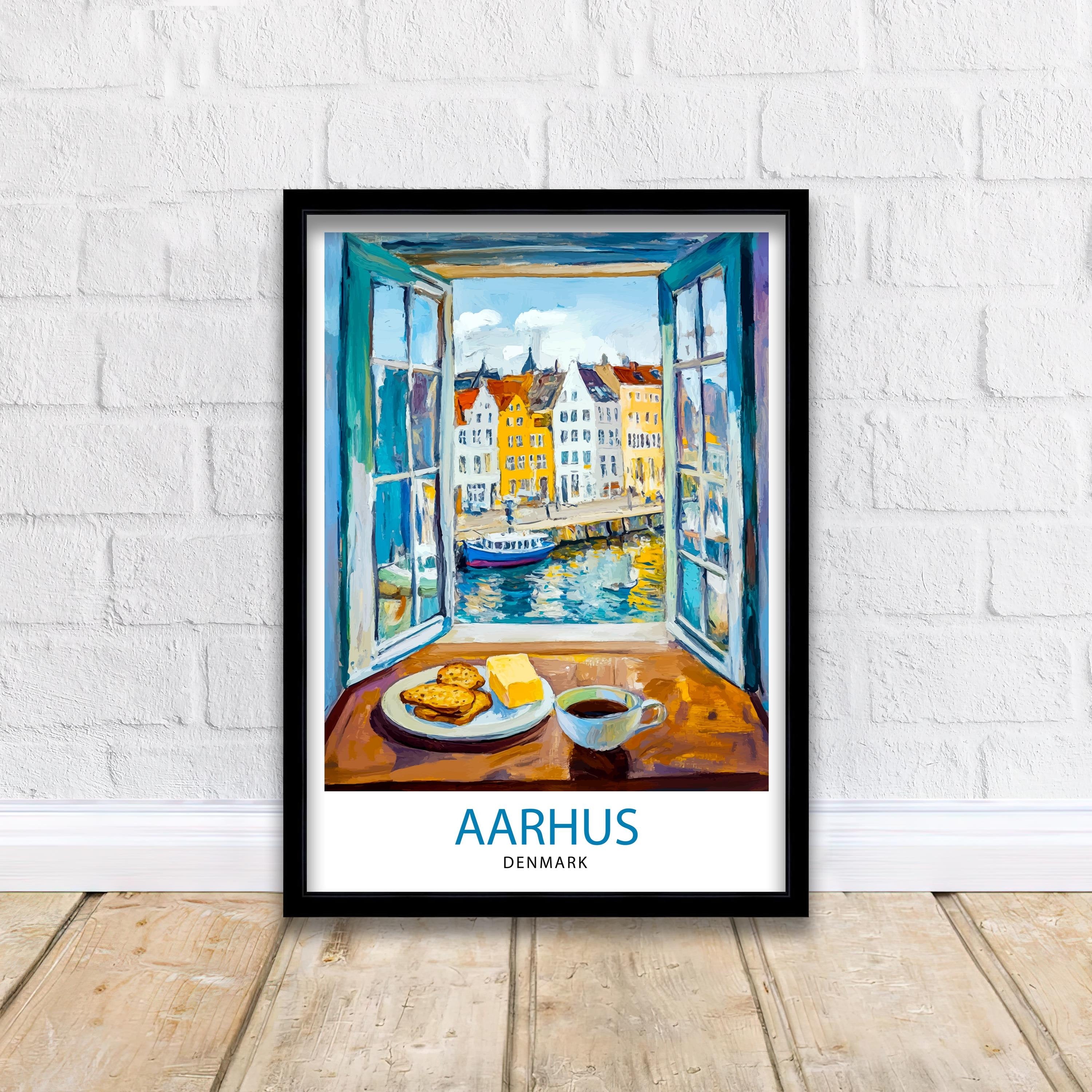 Aarhus Denmark Travel Poster Wall Decor Wall Art Aarhus Landscape Wall Hanging Home Décor Danish City Gift Art Lovers Scenic Print