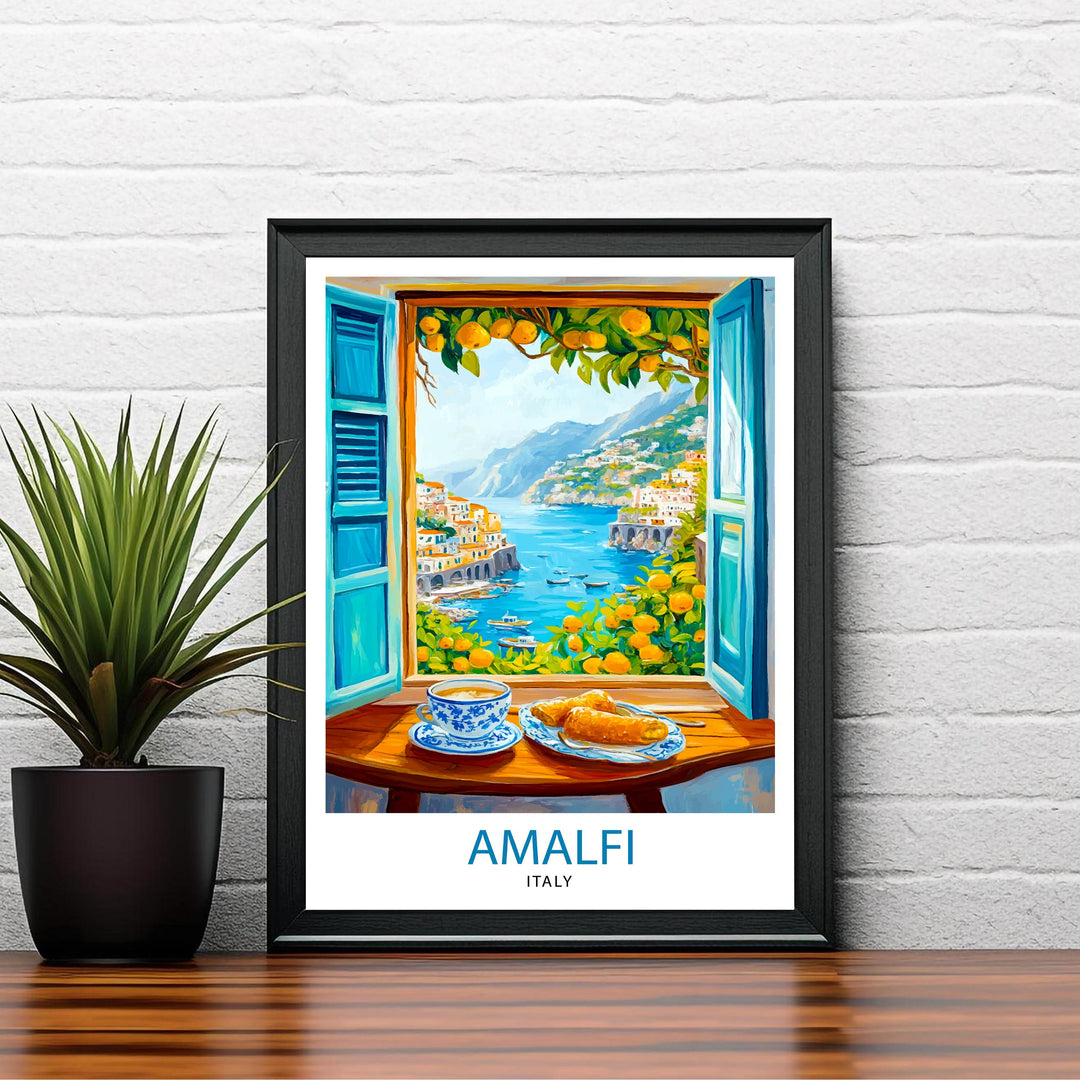 Amalfi Italy Travel Poster Wall Decor Wall Art Amalfi Coast Landscape Wall Hanging Home Décor Italian Riviera Gift Art Lovers Scenic Print