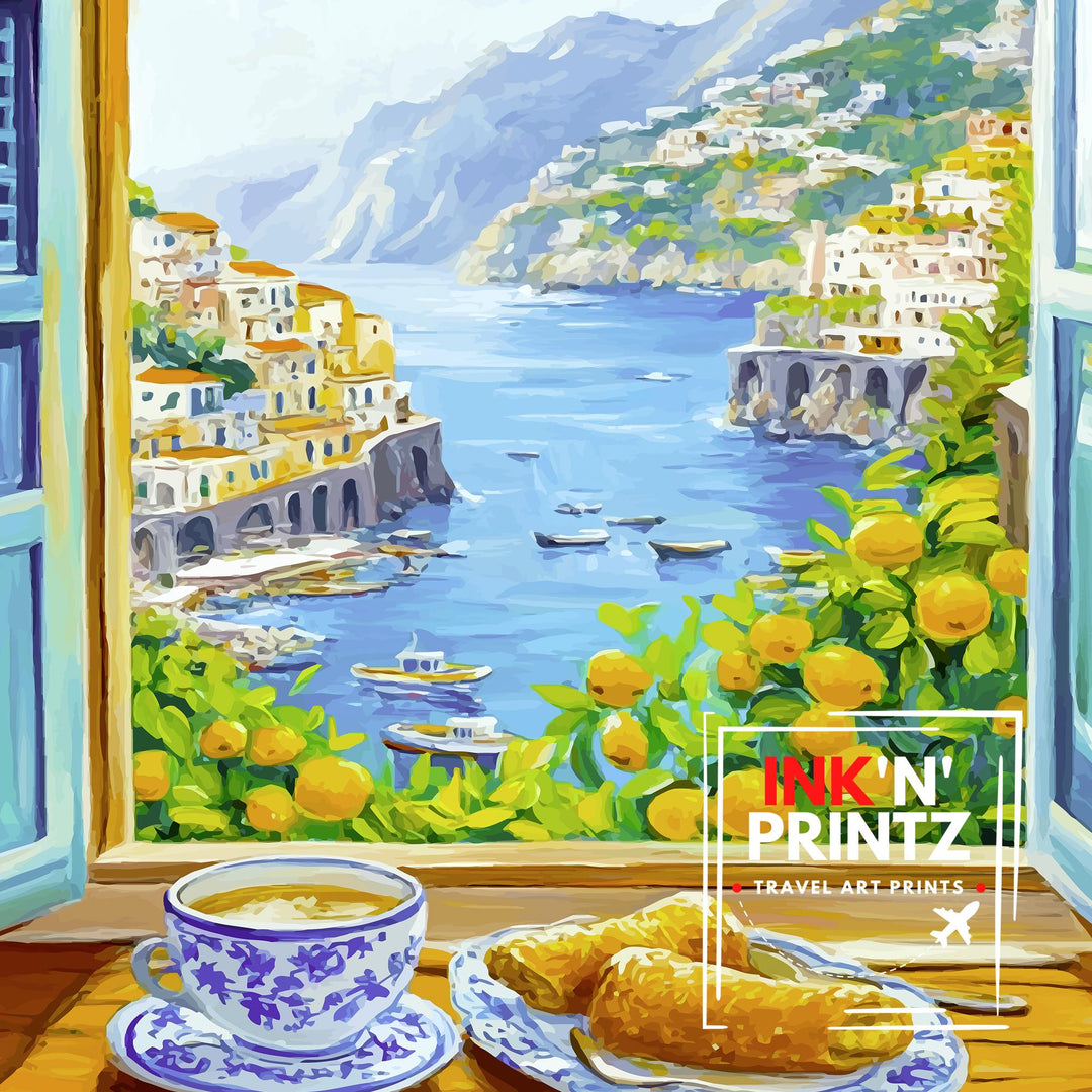 Amalfi Italy Travel Poster Wall Decor Wall Art Amalfi Coast Landscape Wall Hanging Home Décor Italian Riviera Gift Art Lovers Scenic Print