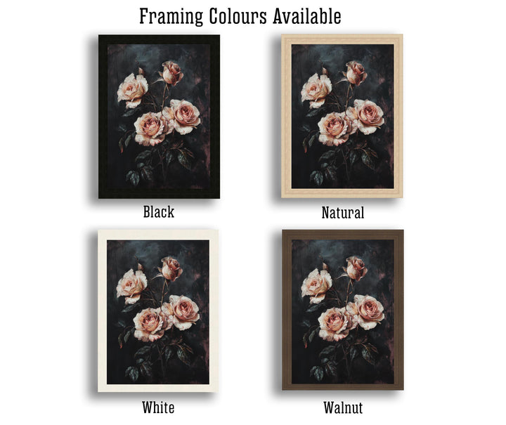 Gothic Style Blooming Roses Poster Dark Floral Wall Art Vintage Botanical Print for Living Room Bedroom or Gallery Wall Elegant Moody Décor