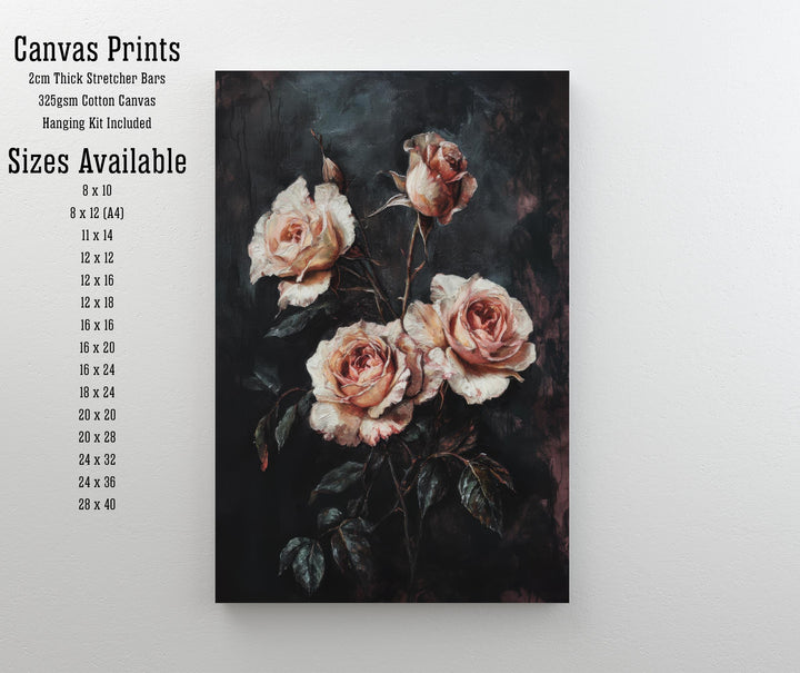 Gothic Style Blooming Roses Poster Dark Floral Wall Art Vintage Botanical Print for Living Room Bedroom or Gallery Wall Elegant Moody Décor