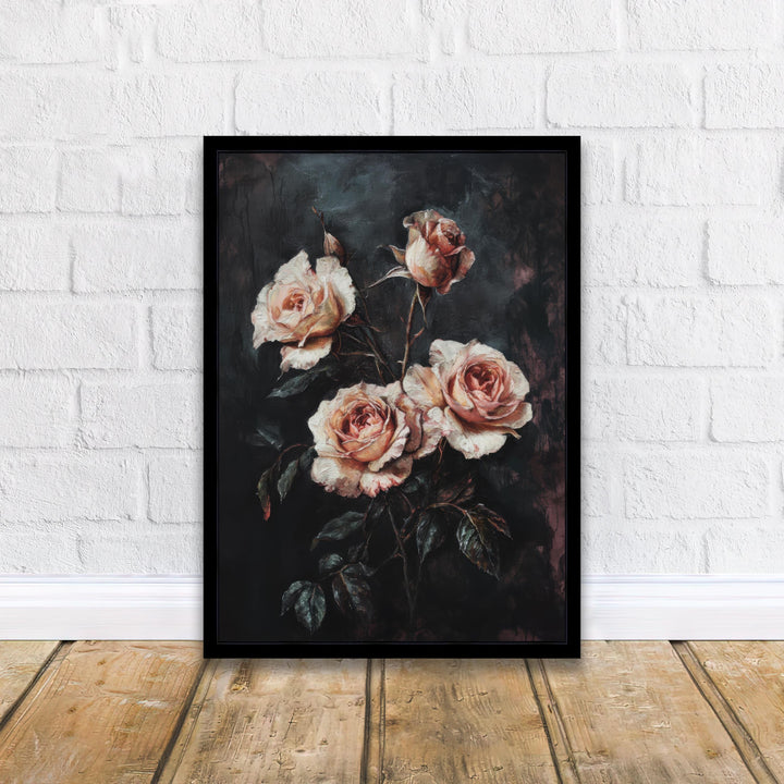 Gothic Style Blooming Roses Poster Dark Floral Wall Art Vintage Botanical Print for Living Room Bedroom or Gallery Wall Elegant Moody Décor