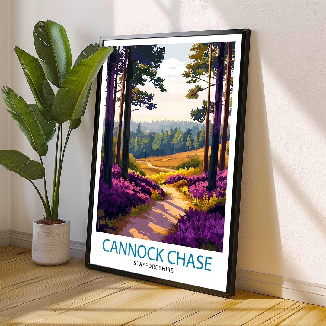 Cannock Chase Travel Poster Wall Decor Wall Art Cannock Chase Landscape Wall Hanging Home Décor Nature Gift Art Lovers Scenic Print