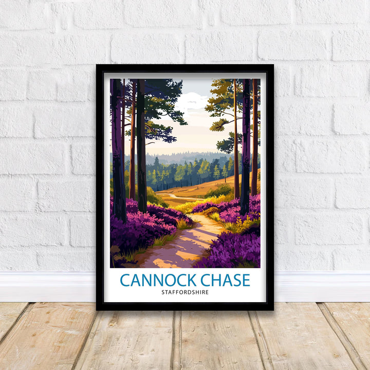 Cannock Chase Travel Poster Wall Decor Wall Art Cannock Chase Landscape Wall Hanging Home Décor Nature Gift Art Lovers Scenic Print