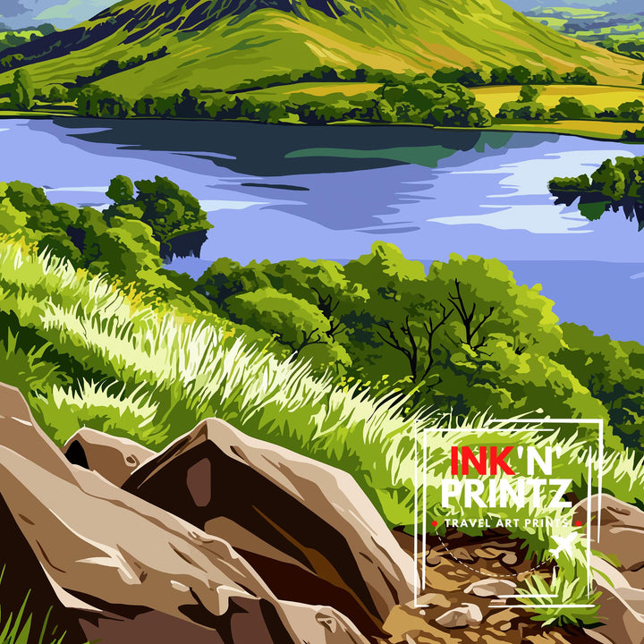 Cat Bells Lake District Travel Poster