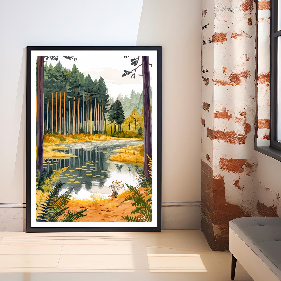 Delamere Forest Cheshire Travel Poster Wall Decor Wall Art Delamere Forest Landscape Wall Hanging Home Décor Nature Gift Art Lovers Scenic