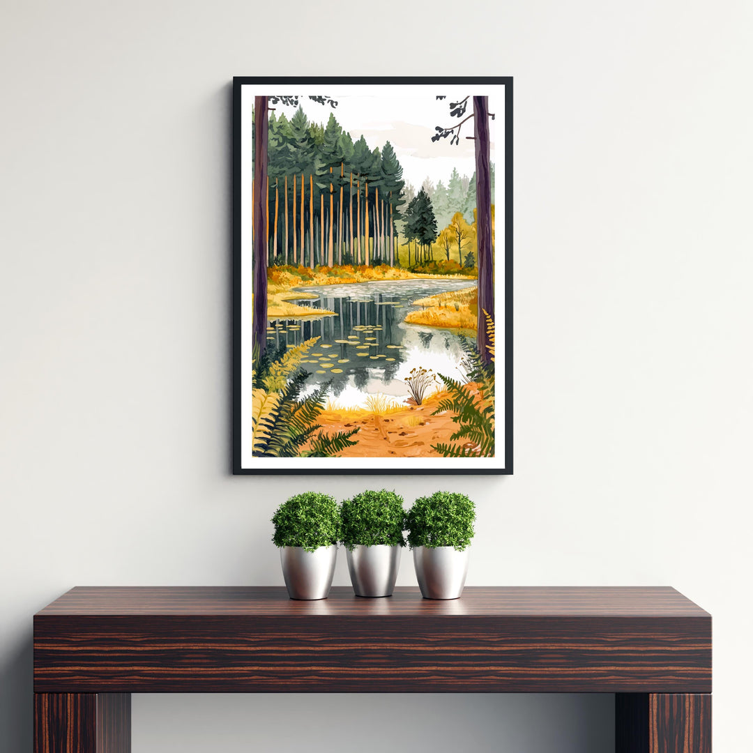 Delamere Forest Cheshire Travel Poster Wall Decor Wall Art Delamere Forest Landscape Wall Hanging Home Décor Nature Gift Art Lovers Scenic