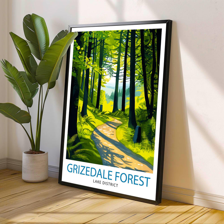 Grizedale Forest Travel Poster Wall Decor Wall Art Grizedale Forest Landscape Wall Hanging Home Décor Lake District Gift Art Lovers Scenic