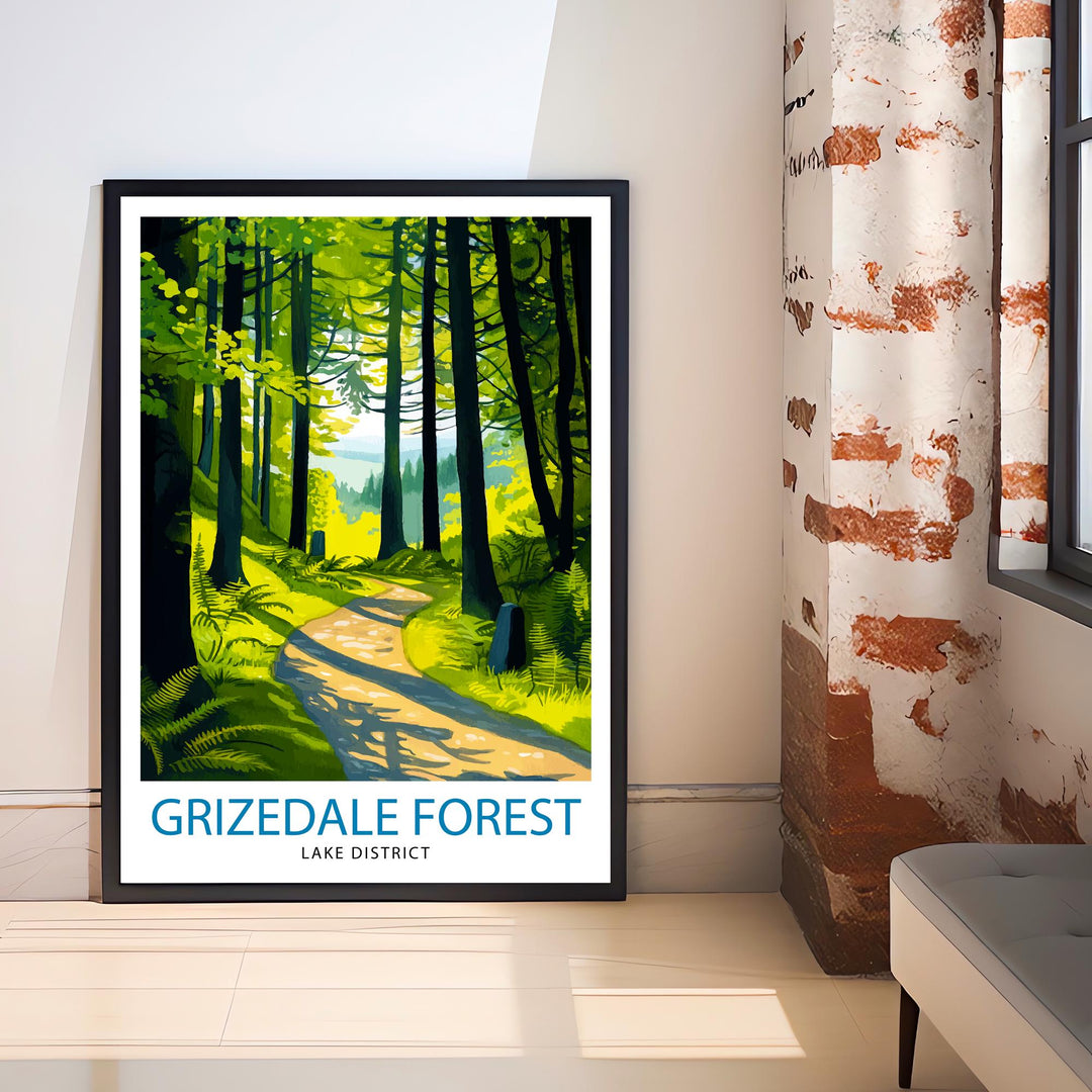 Grizedale Forest Travel Poster Wall Decor Wall Art Grizedale Forest Landscape Wall Hanging Home Décor Lake District Gift Art Lovers Scenic