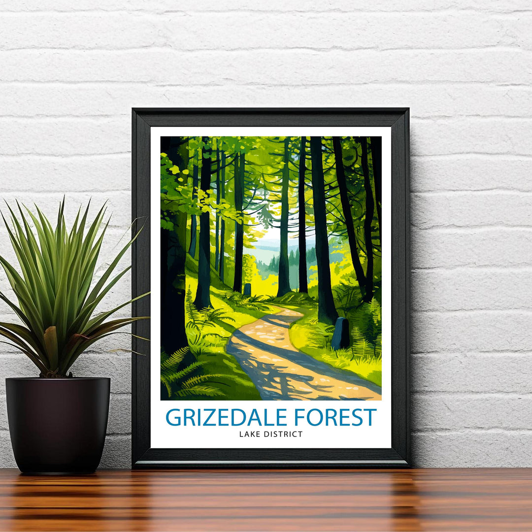 Grizedale Forest Travel Poster Wall Decor Wall Art Grizedale Forest Landscape Wall Hanging Home Décor Lake District Gift Art Lovers Scenic