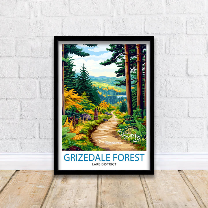 Grizedale Forest Travel Poster Wall Decor Wall Art Grizedale Forest Landscape Wall Hanging Home Décor Lake District Gift Art Lovers Scenic