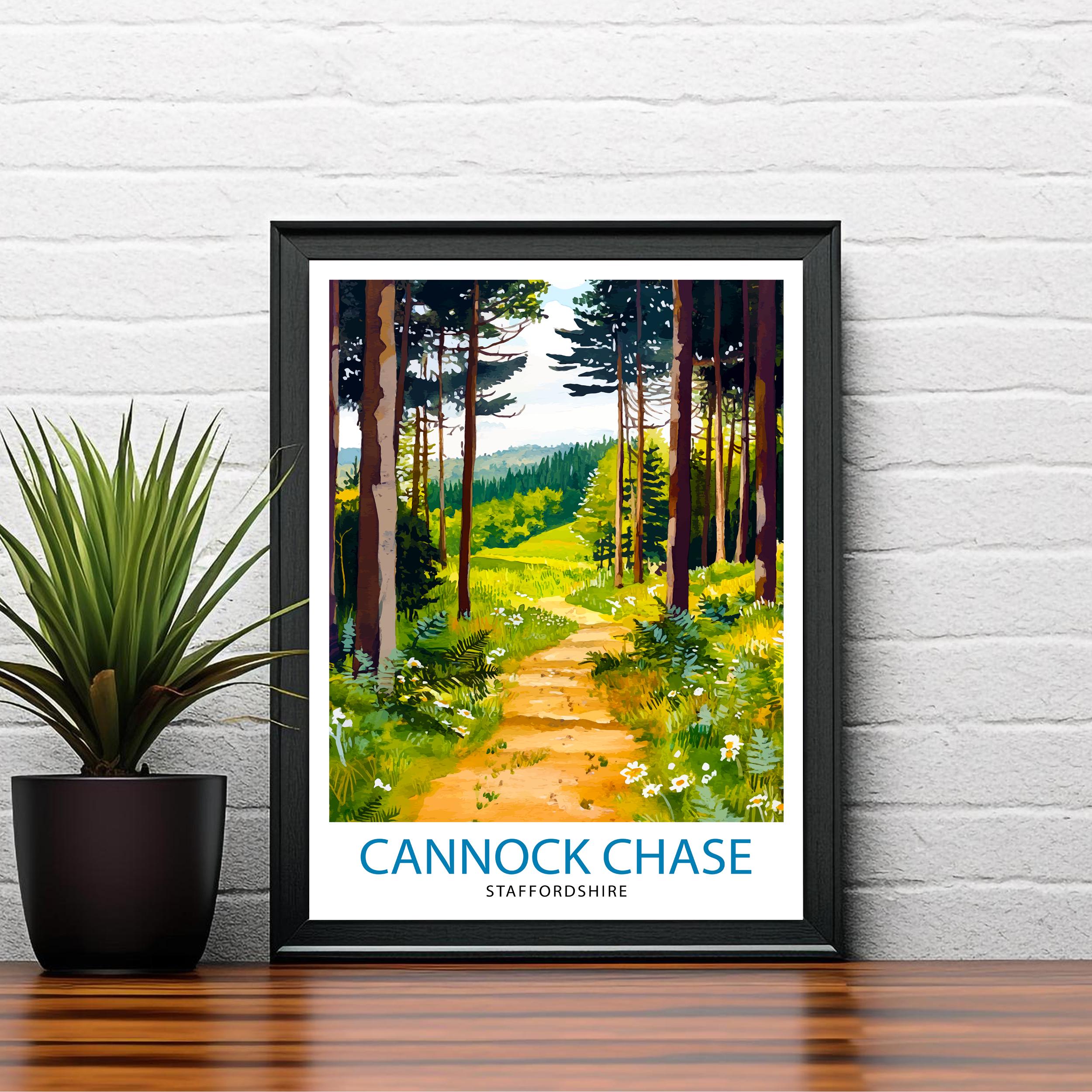 Cannock Chase Travel Poster Wall Decor Wall Art Cannock Chase Landscape Wall Hanging Home Décor Staffordshire Gift Art Lovers Scenic Print