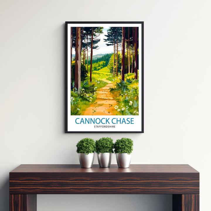 Cannock Chase Travel Poster Wall Decor Wall Art Cannock Chase Landscape Wall Hanging Home Décor Staffordshire Gift Art Lovers Scenic Print