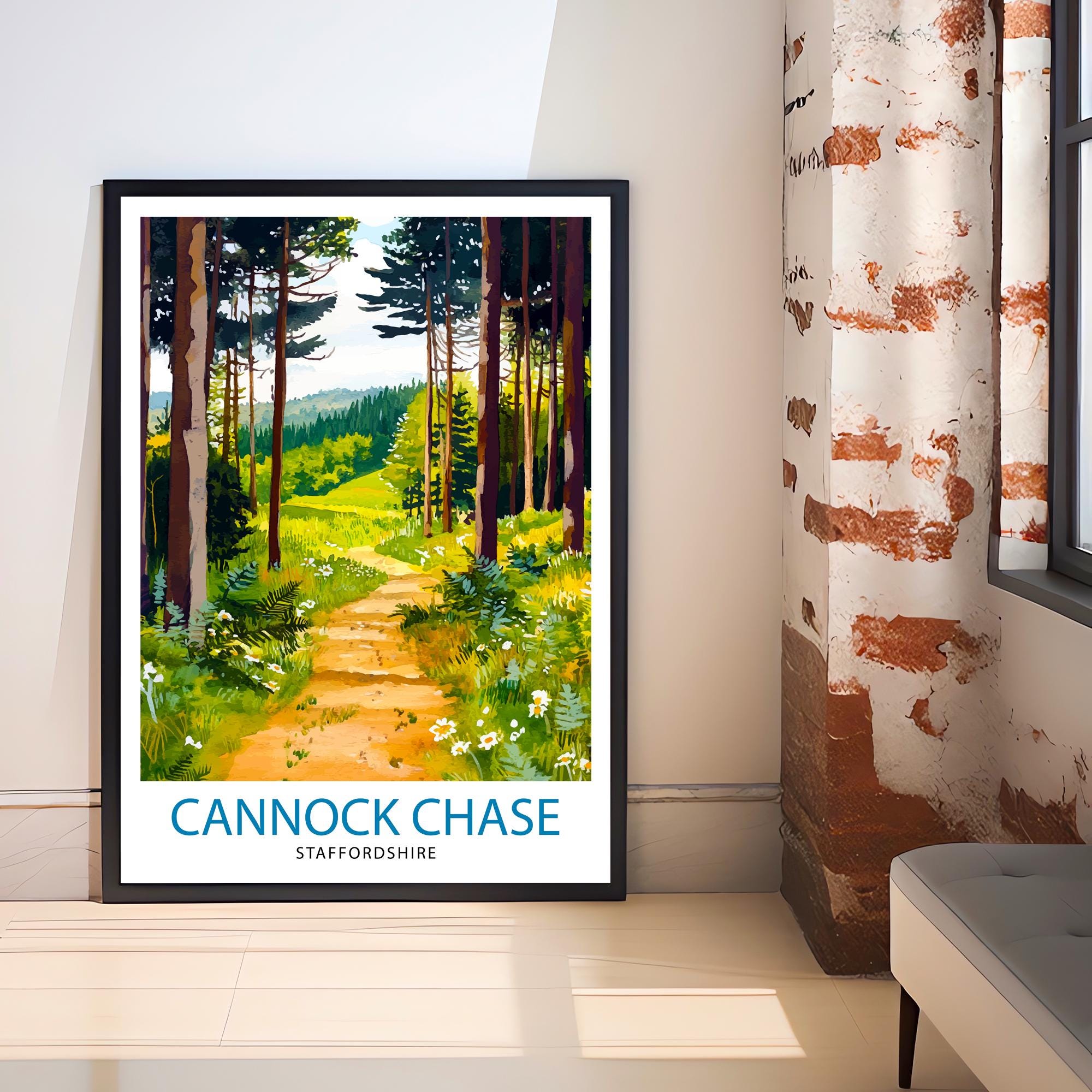 Cannock Chase Travel Poster Wall Decor Wall Art Cannock Chase Landscape Wall Hanging Home Décor Staffordshire Gift Art Lovers Scenic Print