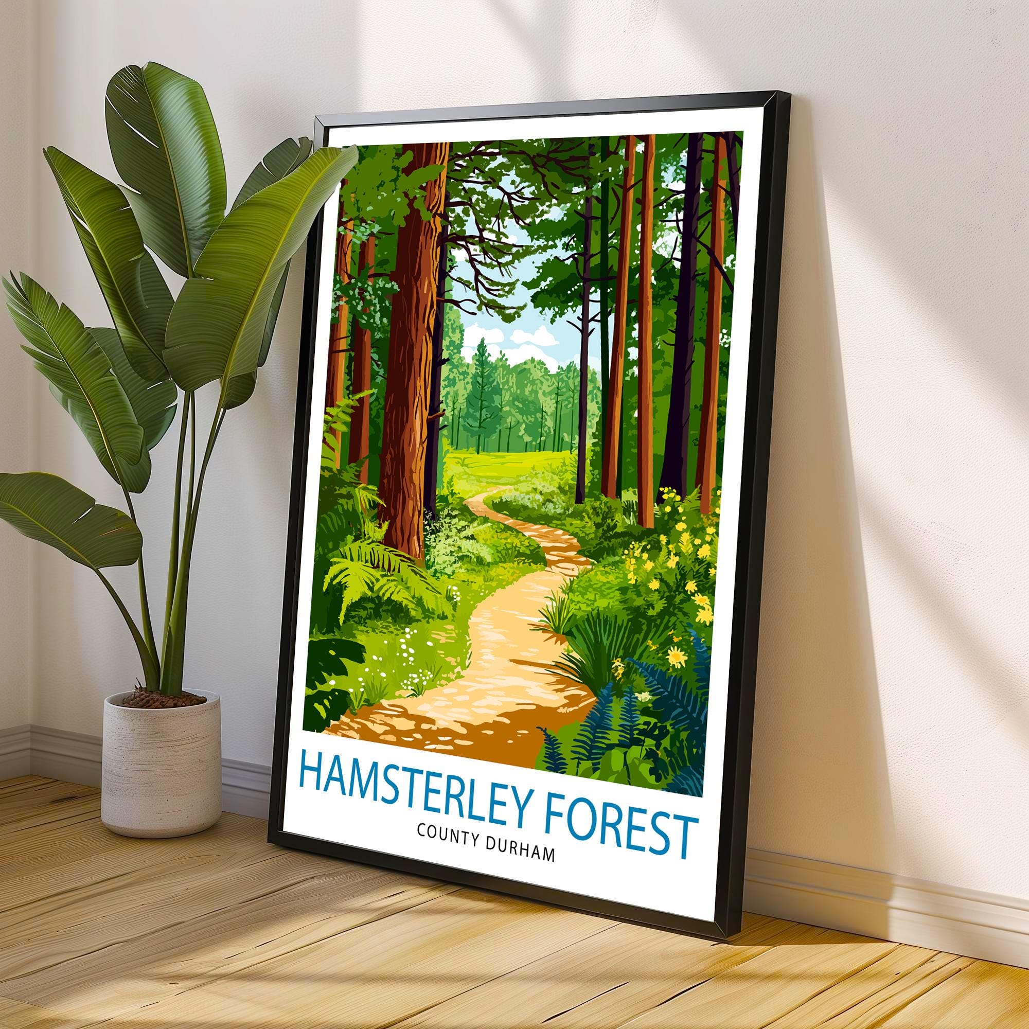 Hamsterley Forest Travel Poster Wall Decor Wall Art Hamsterley Forest Landscape Wall Hanging Home Décor County Durham Gift Art Lovers Scenic