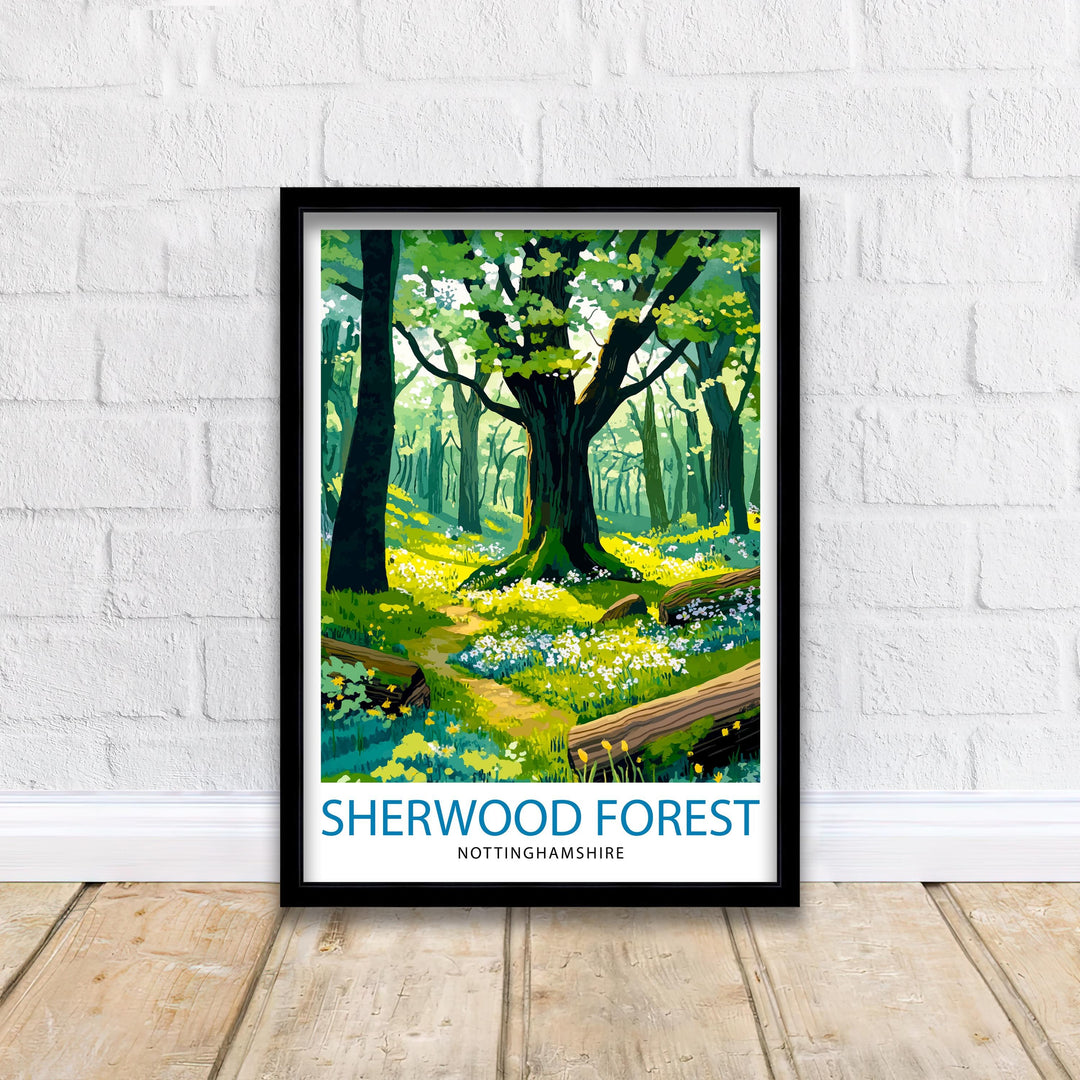 Sherwood Forest Travel Poster Wall Decor Wall Art Sherwood Forest Landscape Wall Hanging Home Décor Nottinghamshire Gift Art Lovers Scenic