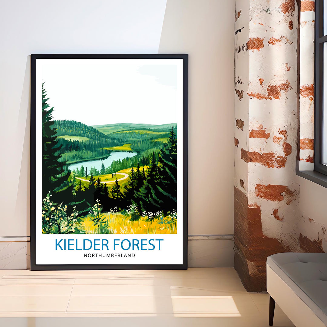 Kielder Forest Travel Poster Wall Decor Wall Art Kielder Forest Landscape Wall Hanging Home Décor Northumberland Gift Art Lovers Scenic