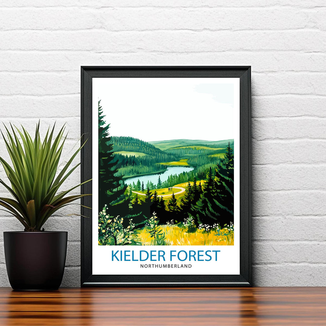 Kielder Forest Travel Poster Wall Decor Wall Art Kielder Forest Landscape Wall Hanging Home Décor Northumberland Gift Art Lovers Scenic