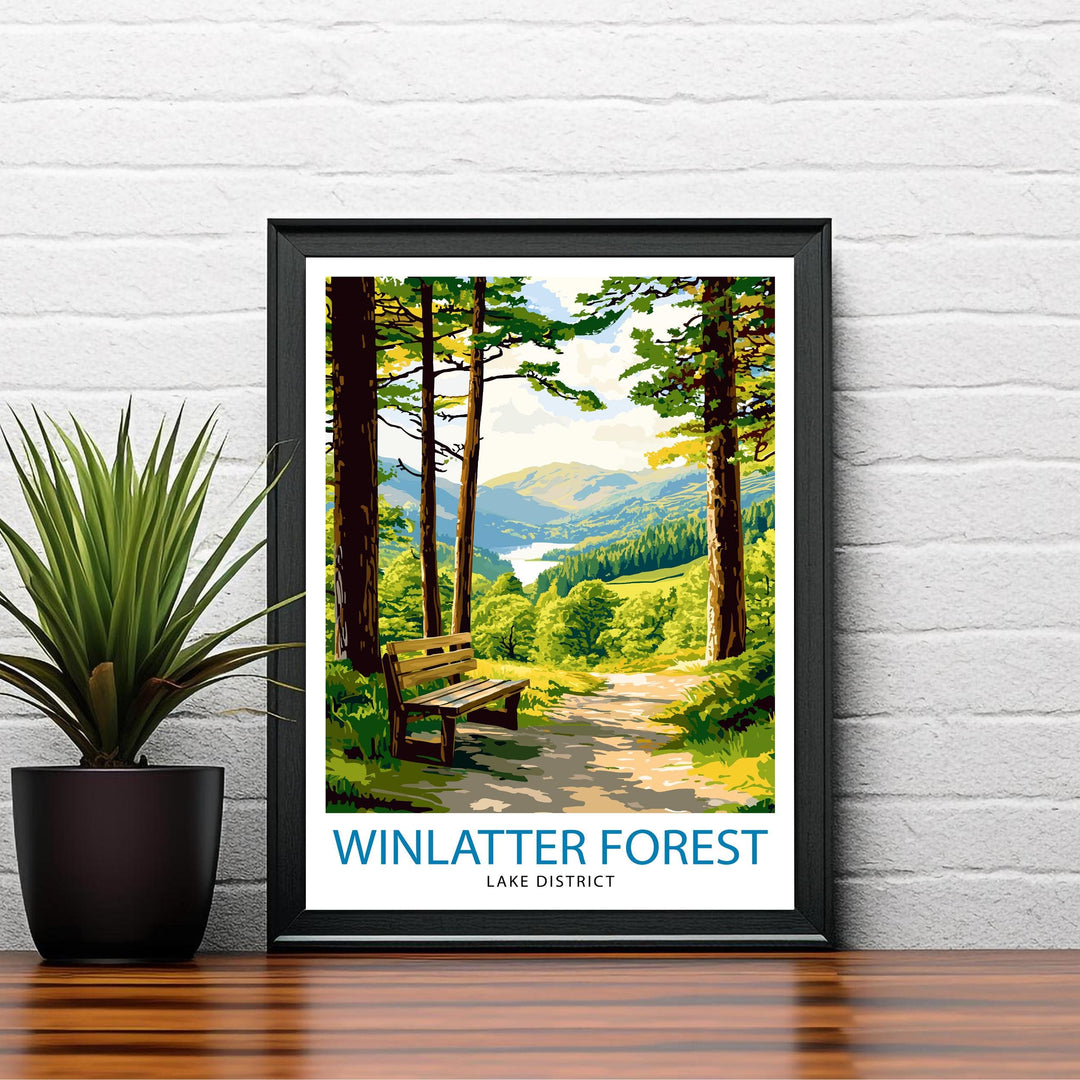 Whinlatter Forest Travel Poster Wall Decor Wall Art Whinlatter Forest Landscape Wall Hanging Home Décor Lake District Gift Art Lovers Scenic