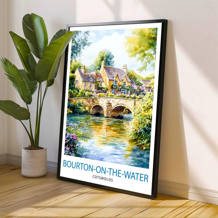 Bourton-on-the-Water Travel Poster Wall Decor Wall Art Cotswolds Landscape Wall Hanging Home Décor English Countryside Gift Art Lovers