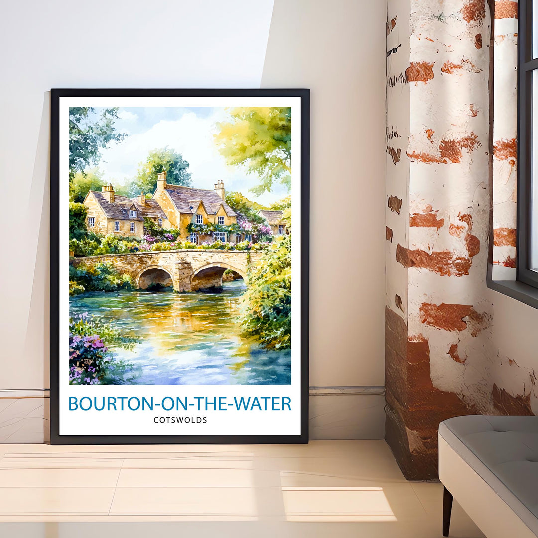 Bourton-on-the-Water Travel Poster Wall Decor Wall Art Cotswolds Landscape Wall Hanging Home Décor English Countryside Gift Art Lovers