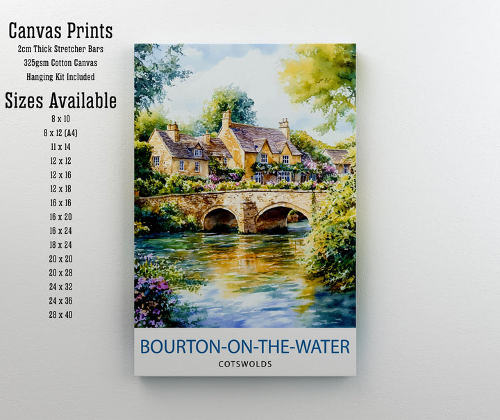 Bourton-on-the-Water Travel Poster Wall Decor Wall Art Cotswolds Landscape Wall Hanging Home Décor English Countryside Gift Art Lovers