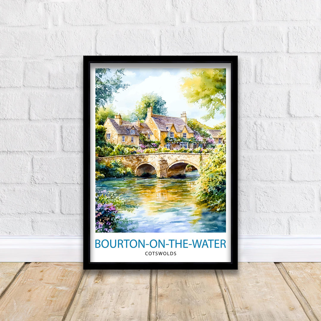 Bourton-on-the-Water Travel Poster Wall Decor Wall Art Cotswolds Landscape Wall Hanging Home Décor English Countryside Gift Art Lovers