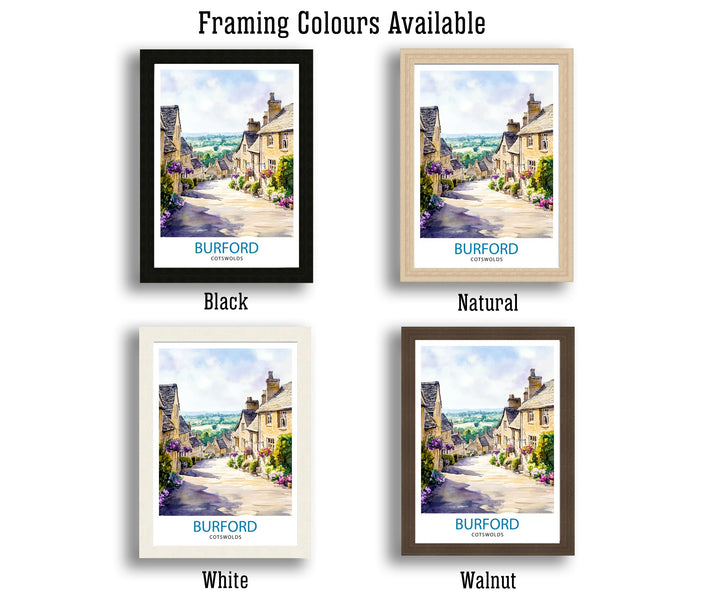 Burford Travel Poster Wall Decor Wall Art Cotswolds Landscape Wall Hanging Home Décor English Countryside Gift Art Lovers Scenic Print