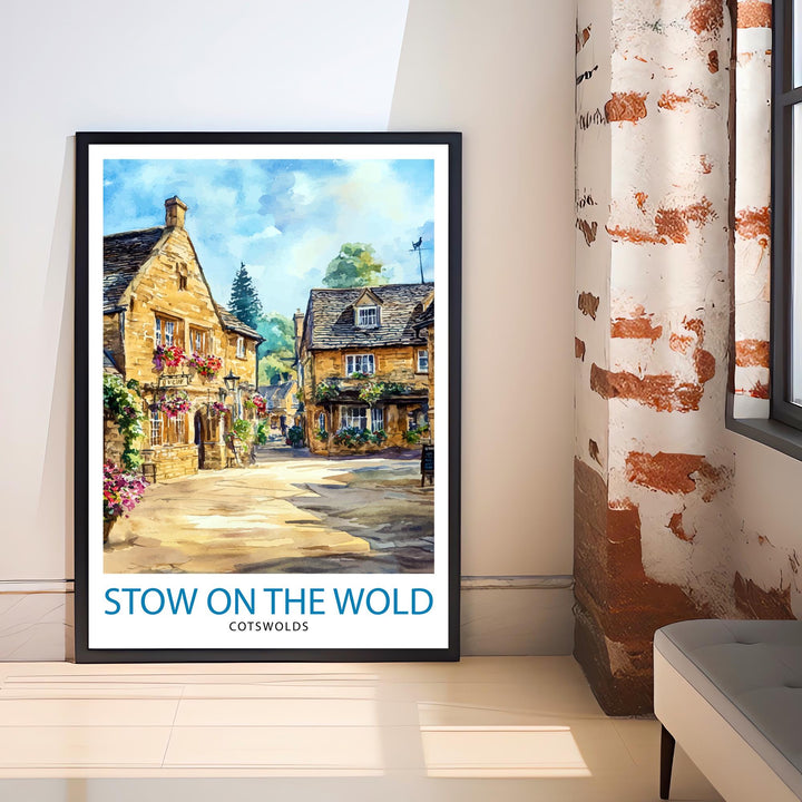 Stow-on-the-Wold Travel Poster Wall Decor Wall Art Cotswolds Landscape Wall Hanging Home Décor English Countryside Gift Art Lovers Scenic