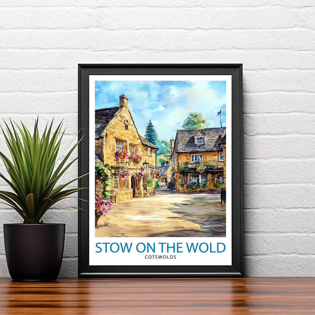 Stow-on-the-Wold Travel Poster Wall Decor Wall Art Cotswolds Landscape Wall Hanging Home Décor English Countryside Gift Art Lovers Scenic