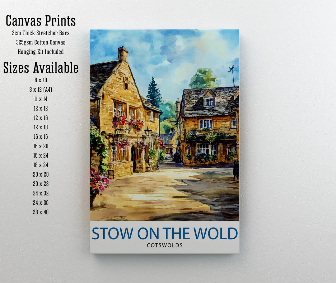 Stow-on-the-Wold Travel Poster Wall Decor Wall Art Cotswolds Landscape Wall Hanging Home Décor English Countryside Gift Art Lovers Scenic