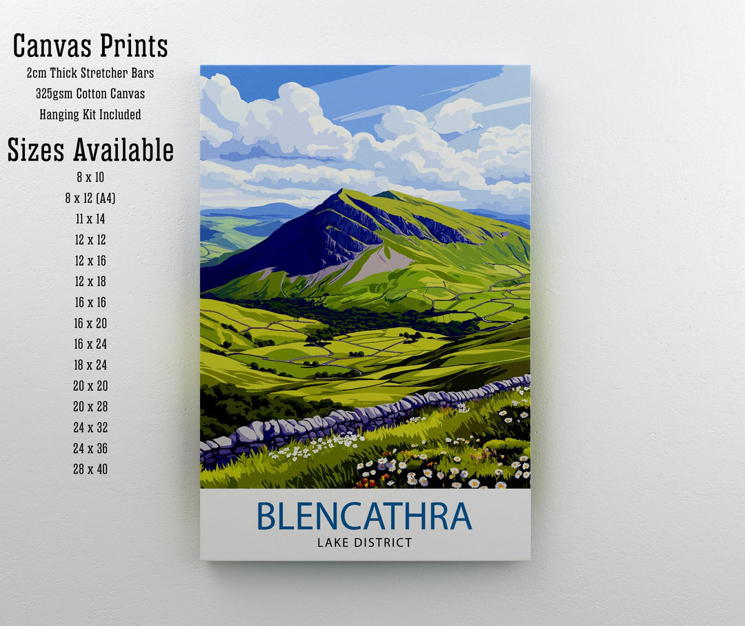 Blencathra Mountains Lake District Travel Poster