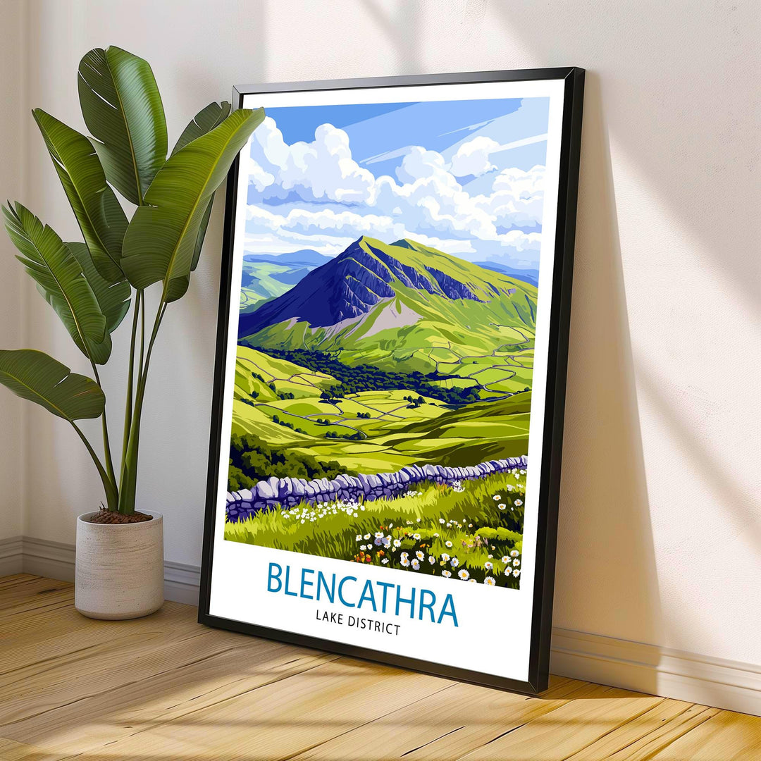 Blencathra Mountains Lake District Travel Poster